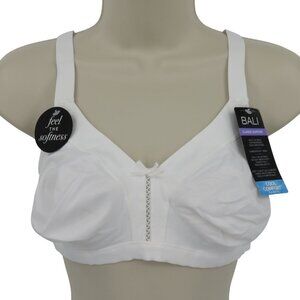 Bali 38B Bra Style 0044 Classic Support Cool Comfort Wirefree Solid White NEW
